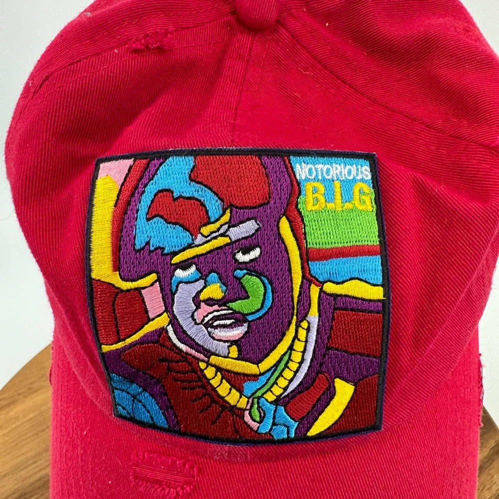Notorious BIG Distressed Hat Cap Mens‎ OS Red Distressed Hip Hop Rap Hat